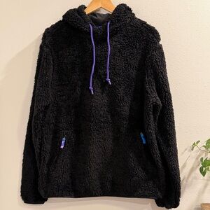 Chubbies Men’s Medium Black Sherpa Hooded Pullover Jacket Fleece Plush Soft Cozy